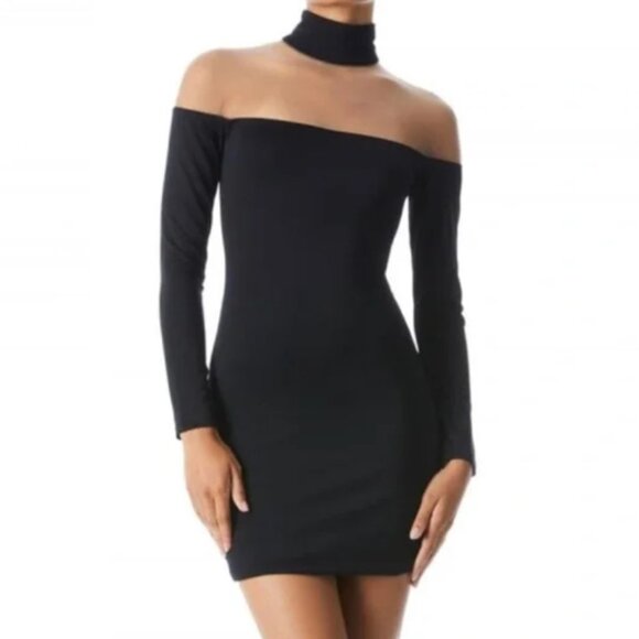 Alice + Olivia Black Off-Shoulder Mini Dress - Picture 1 of 6